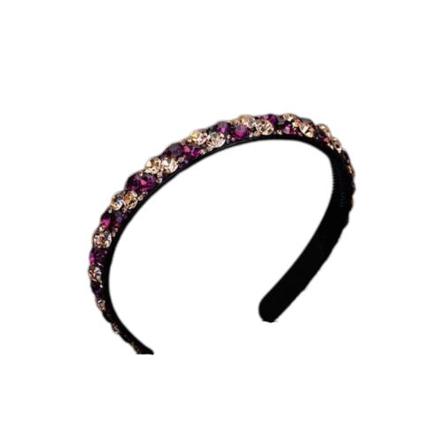 EZ PEACH カチューシャ シンプル キラキラと輝 べっラインストーン ラインストーン ヘッドアクセ ヘア デイリー ヘアアクセサリー カチューシャ 可愛い 前髪 髪留め 髪飾り 結婚式 発表会 入学式 (Gold+Tyrian Purple)