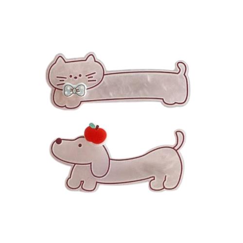EZ PEACH ヘアピン おしゃれ 前髪クリップ 猫 犬 ダックスフント ヘアピン 可愛い 前髪ピン 大流行 可愛い 面白い 髪飾り ヘアアクセサリー 2本入 (BabyPink)