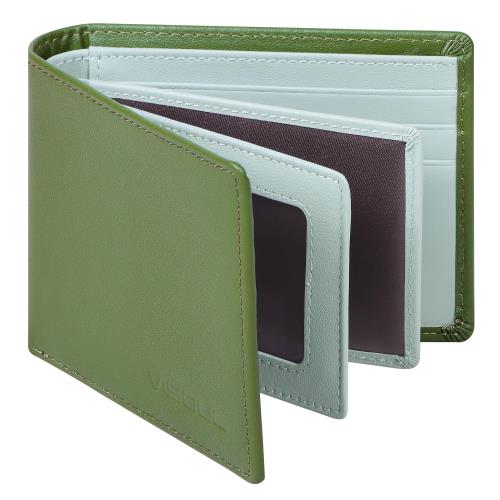 [VISOUL] 定期入れ 本革 12枚カード入れ 免許証入れ パスケース 免許証入れ 札入れ カードケース 免許証ケース 牛革 カードケース 定期ケース メンズ レディース イタリア革ミニ財布 薄型カードケース 軽量ケース パスケース ミント ボトルグリーン