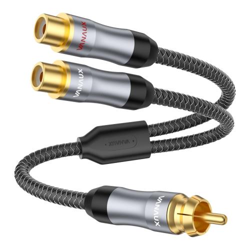 RCA分配ケーブル RCA Yスプリッター 1オス- 2メス サブウーファーケーブル Y型 同軸デジタルケーブル ..