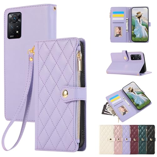 Rosbtib Redmi note 11 pro 5g ケース 手帳型 財布型 カバー Xiaomi Redmi Note11 Pro ケース おしゃれ ファスナー型 小銭入れ カード収納 携帯カバー レッドミNote11 Pro ケース 刺繍 肌触り良い 高級PUレザー レッドミノート11プロ スマホケース ストラップ付き マグネット