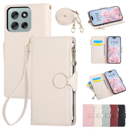 Rosbtib Motorola Moto G66j 5G ケース 手帳型 moto G66y 5G ケース ショルダー 財布型カバー モトローラG66j 5G ケースカバー おしゃれ ファスナー型 小銭入れ カー・