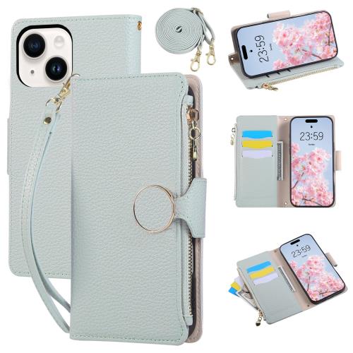 Rosbtib iPhone 15 ケース 手帳型 ショルダー 財布型カバー iPhone15 ケース おしゃれ ファスナー型 小銭入れ カード収納 いphone15 携帯カバー 手首/肩掛けストラッ・