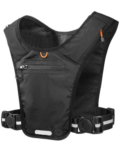 [Spigen] ランニングベスト アウトドア 軽量 快適な着用感 最大6.9インチ対応 小型ポケット付き ランニング アイテム収納 反射素材 夜間 早期 A720 AMP07603 (ブラック)