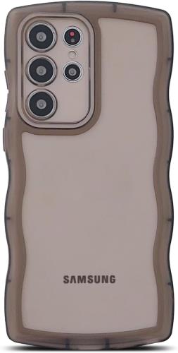 QLTYPRI 対応 Galaxy S25 Ultra ケース クリア TPU カバー ウェーブ おしゃれ 韓国 可愛い 透明 薄型 軽量 耐衝撃 滑り止め (SC-52F / SCG32) スマホケース ワイヤレス充電対応 ストラップホール付き ギャラクシーS25 Ultra ケース 6.9インチ 対応 - ブラック