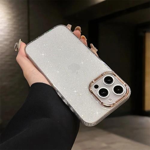 QLTYPRI iPhone 12 用 ケース クリア グリッター おしゃれ 韓国 iphone12 ケース キラキラ 透明 可愛い 耐衝撃 スマホケース ワイヤレス充電対応 ストラップホール付き アイフォン12/12 Pro カバー 6.1インチ 対応 - クリア