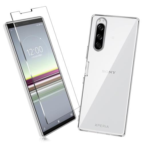 2枚セット1枚 FOR Sony Xperia 5 用のガラスフィルム + 1枚 FOR Sony Xperia 5 用の保護カバー透明保護 Sony TPU ソフト シリコンケース 強化ガラス / 硬度9H / 撥油性/保護フィルム PCduoduo