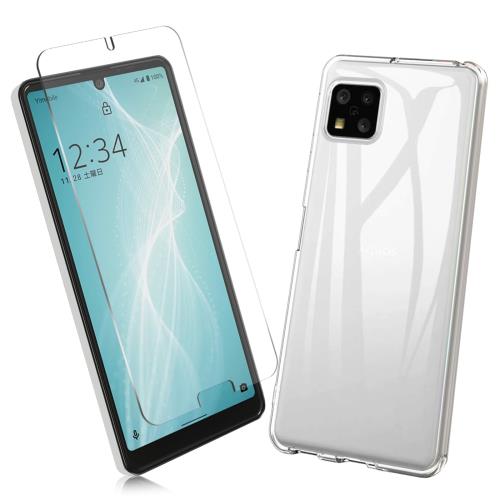 2枚セット1枚 FOR AQUOS sense4 lite 用のガラスフィルム + 1枚 FOR AQUOS sense4 lite 用の保護カバー透明保護 AQUOS TPU ソフト シリコンケース 強化ガラス / 硬度9H / 撥油性/保護フィルム PCduoduo