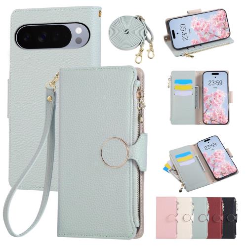 Rosbtib Google Pixel 10 Pro XL ケース 手帳型 ショルダー 財布型カバー グーグルピクセル10プロ xl ケース 手帳型 おしゃれ ファスナー型 小銭入れ カード収納 ピクセル10Pro X L 手帳型ケース 手首/肩掛けストラップ付 マグネット式 スタンド機能 pixel10 pro xl スマホケ