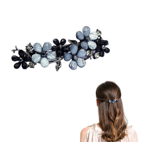 EZ PEACH バレッタ ヘアアクセサリー 大きめ シンプル フラワー 髪飾り 髪留め OL 女性 ガールズ ビンテージ クリスタル ヘアピン スプリングクリップカード ヘアアクセサリー 花 プレゼント (A)