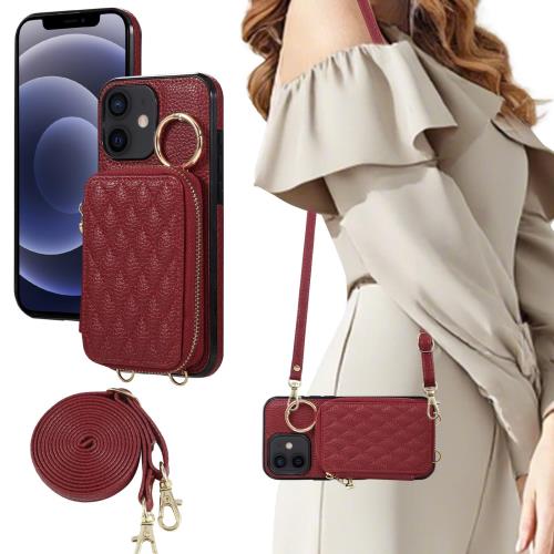 Rosbtib iPhone 11 ケース 手帳型 ショルダー スマホケース iPhone11 ケース 手帳型 おしゃれ 背面カード収納 小銭入れ 携帯カバー アイホン11ケースカバー 斜めがけ 肩掛け ストラップ付き 調節可能 いphone11 手帳型ケース 可愛い 女性 人気 リング付き 財布型 携帯ケース(