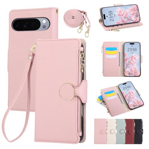 Rosbtib Google Pixel 10 Pro XL ケース 手帳型 ショルダー 財布型カバー グーグルピクセル10プロ xl ケース 手帳型 おしゃれ ファスナー型 小銭入れ カード収納 ピクセル10Pro X L 手帳型ケース 手首/肩掛けストラップ付 マグネット式 スタンド機能 pixel10 pro xl スマホケ