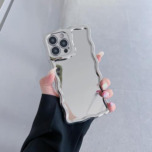 QLTYPRI iPhone 15 Plus 用 ケース TPUカバー い phone15plus ケース ミラー携帯ケース おしゃれ 韓国 可愛い 薄型 軽量 耐衝撃 スマホケース ワイヤレス充電対応 ストラップホール付き アイフォン 15 Plus カバー 6.7インチ 対応 - シルバー