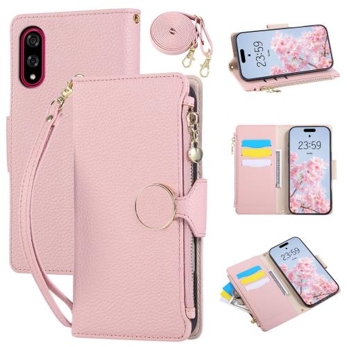 Rosbtib BASIO active3 ケース 手帳型 ショルダー 財布型カバー ベイシオアクティブ3 ケース 手帳型 おしゃれ ファスナー型 小銭入れ カード収納 BASIOアクティブ3 カ