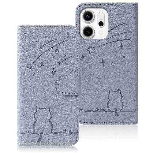 Rosbtib OPPO Reno14 ケース 手帳型 OPPO Reno 14 ケース 流れ星子猫 オッポ リノ14 ケースカバー 可愛い 猫柄 ねこ Reno14ケース 財布型 耐衝撃 おっぽ りの14 携帯カバー カード収納 オッポReno14 スマホケース オシャレ 軽量 耐久性 スタンド機能 PUレザー 内蔵マグネット