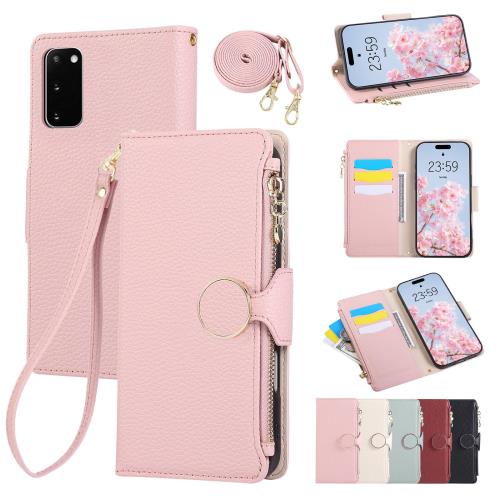 Rosbtib Galaxy S20 ケース 手帳型 ショルダー 財布型カバー ギャラクシーS20 ケース SCG01 SC-51A ケースカバー おしゃれ ファスナー型 小銭入れ カード収納 Galaxy S20 手帳型ケース 手首/肩掛けストラップ付 マグネット式 スタンド機能 ギャラクシーs20 スマホケース 可愛