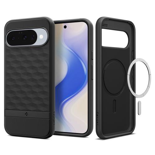 Spigen Pixel 10 / 10 Pro ケース MagSafe対応 バンパー 立体ハニカムパターン 耐衝撃 グリップ パララックス・マグフィット ACS09708 (マット・ブラック)