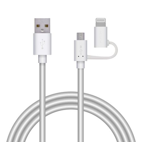 エレコム スマートフォン用USBケーブル 2in1 microUSB+Lightning 1.2m ホワイト MPA-AMBLAD12WH