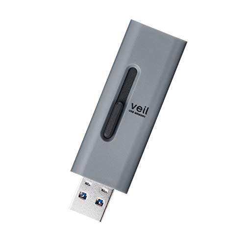 エレコム USBメモリ 64GB USB3.2(Gen1)対応 スライド式 ストラップホール付き グレー MF-SLU3064GGY