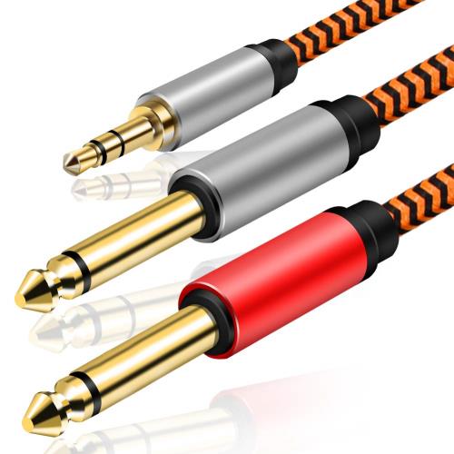 乐天商城 - LiuTian 3.5mm 1/8TRSオスから2X 6.35mm 1/4 TSオスモノステレオYケーブルスプリッター、ホームステレオシステム、ラップトップ、アンプ、ミキサーオーディオレコーダー、MP3などに対応 (15M)