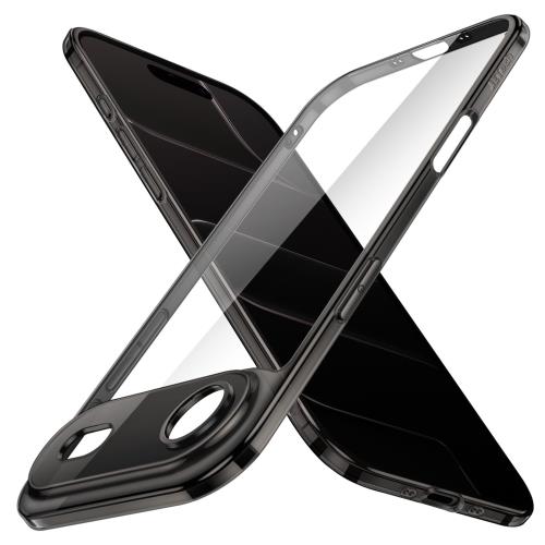 JETech iPhone 17 Air用 スリムケース カメラレンズ全面保護 薄型 軽量 クリア ミニマリスト スマホカバー 6.5インチディスプレイ (ブラック)