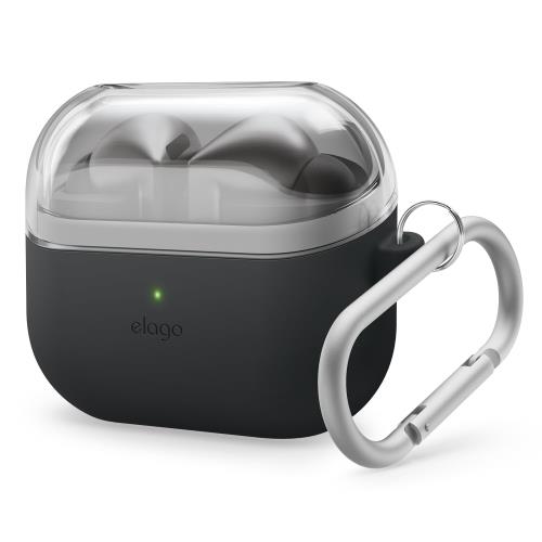 elago Galaxy Buds3 Galaxy Buds3 Pro 対応 ケース カラビナ 付 耐衝撃 ソフト クリア シリコン カバー ツートン カラー [ GalaxyBuds3 ギャラクシー バッズ 3 ギャラクシーバッズ3プロ 対応 ] DUO HANG CASE クリアブラック