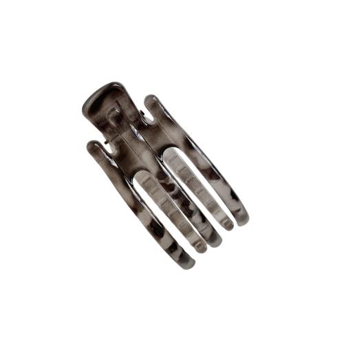 EZ PEACH サイドバンスクリップ プラスチック 樹脂 サイドコーム ディノクリップ ヘアクリップ ヘアコーム べっ甲柄 透明 シンプル マット 艶消し つや消し つやけし 5足バンス 軽量 髪どめ 量の多いまとめ髪留め (長方形/灰の玳瑁)