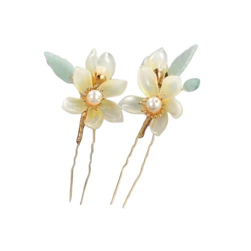 EZ PEACH 髪飾り パール Uピン お花 キラキラ 髪留め 水引 手作り ヘアアクセサリー レディース 結婚式..