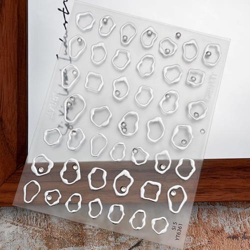 EZ PEACH ネイルシール 極細ライン フレンチシール ネイルステッカー リボン ラインカーブネイルアート 可愛い ネイル用シール 3d 透明 美しいネイルステッカー 自己粘着 (Silver/不規則な輪)