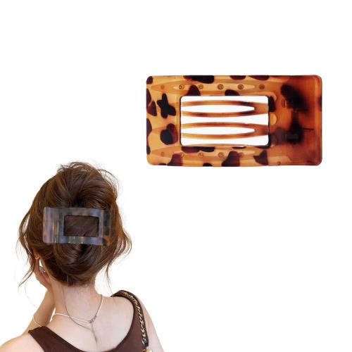 EZ PEACH サイドバンスクリップ プラスチック 樹脂 サイドコーム ディノクリップ ヘアクリップ ヘアコーム べっ甲柄 透明 シンプル マット 艶消し つや消し つやけし 5足バンス 軽量 髪どめ 量の多いまとめ髪留め (四角/ブラウン玳瑁)