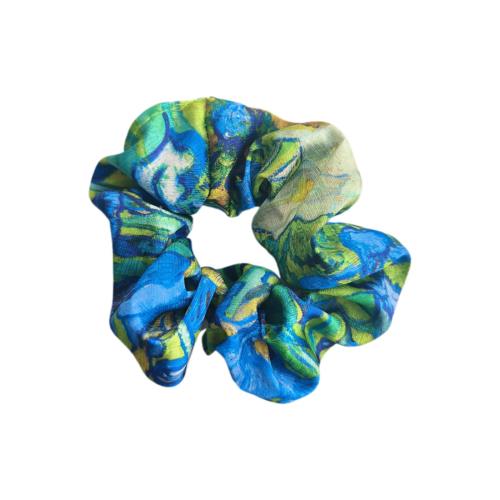 EZ PEACH シュシュ おしゃれ 大人 スクエア型 華やか 可愛い シュシュ 大きめ 髪ゴム ボリューム リボンシュシュ 髪飾り 蝶結び ヘアゴム 髪留め ヘアアクセサリー (ゴッホ レトロ調/ひまわり)