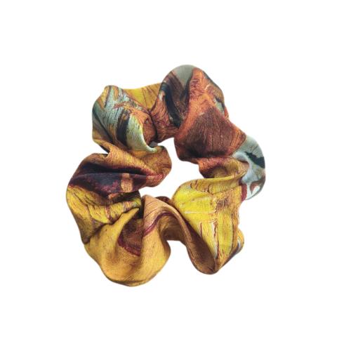 EZ PEACH シュシュ おしゃれ 大人 スクエア型 華やか 可愛い シュシュ 大きめ 髪ゴム ボリューム リボンシュシュ 髪飾り 蝶結び ヘアゴム 髪留め ヘアアクセサリー (ゴッホ レトロ調/アイリス)
