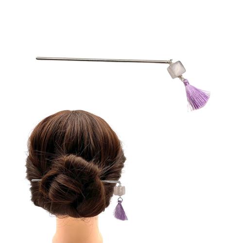 EZ PEACH かんざし スティック かんざし ヘアスティック 一本挿し シンプル ヘアアクセサリー 浴衣 ゆかた 結婚式 着物 成人式 発表会 (揺れる/紫...