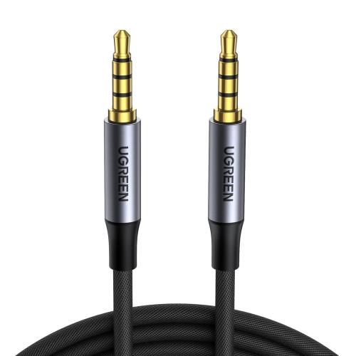 乐天商城 - UGREEN 3.5mm オーディオケーブル 4極/TRRS ヘッドホンケーブル AUXケーブル 3.5mm オス-オス ステレオミニプラグ イヤホンケーブル 高耐久性ナイロン編み 24K金メッ・