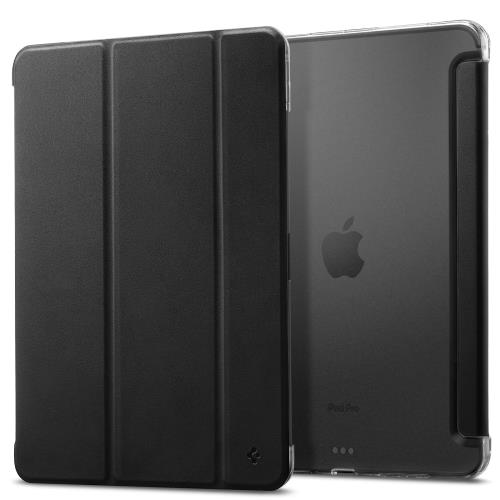 Spigen iPad Pro 11インチ対応カバー フロスト加工 透明ガード 傷保護 三つ折りスタンド 軽量 ペアリング 充電対応 PC PUレザー リキッド・エア・フォリオ ACS09440 (ブラック)