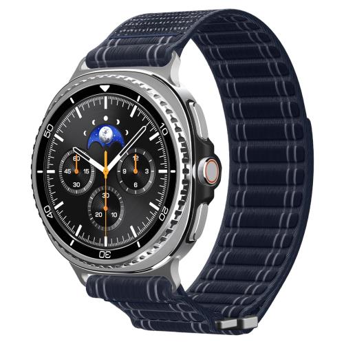 Spigen Galaxy Watch 8 バンド 40/44/46mm軽量スポーツバンドファブリックバンド 簡単な取り付け 一体感 スポーティーデザイン 交換ベルト WBF0 AMP10155 (ネイビー)
