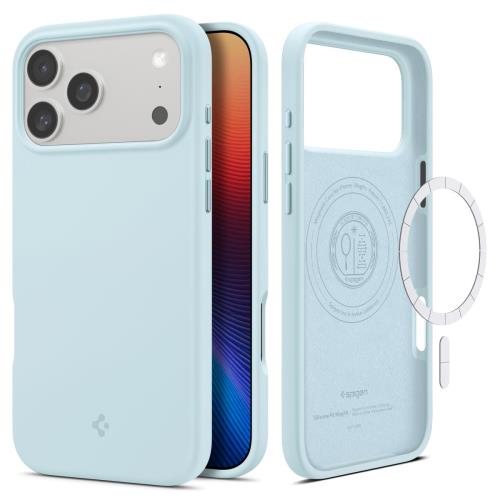 Spigen 創業18年の技術力 iPhone 17 Pro Max ケース MagSafe対応 シリコン素材 マグネット搭載 マット 耐衝撃 米軍MIL規格 シリコン・フィット・マグフィット (ミュート・ブルー) ACS10048