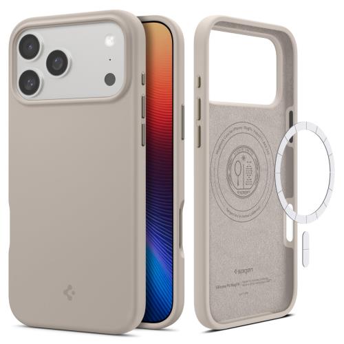 Spigen 創業18年の技術力 iPhone 17 Pro ケース MagSafe対応 シリコン素材 マグネット搭載 マット 耐衝撃 米軍MIL規格 シリコン・フィット・マグフィット (ストーン) ACS09957