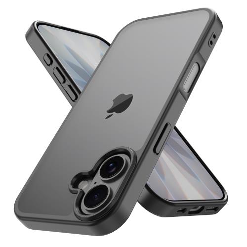 PinLiSheng iPhone 17 ケース マット感 半透明 耐衝撃 スマホケース アイホン 17 滑り止め 指紋防止 米軍MIL規格 黄変防止 ストラップホール付き ワイヤレス充電対応 6.3 インチ ブラック
