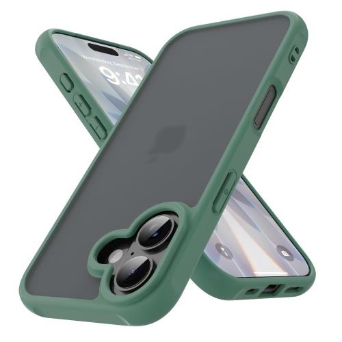 PinLiSheng iPhone 17 ケース マット感 半透明 耐衝撃 スマホケース アイホン 17 滑り止め 指紋防止 米軍MIL規格 黄変防止 ストラップホール付き ワイヤレス充電対応 6.3イン クグリーン