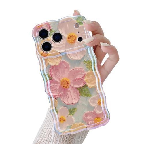 QLTYPRI iPhone 17 Pro Max 用 ケース TPUカバー おしゃれ 韓国 可愛い 花柄 薄型 軽量 耐衝撃 スマホケース ワイヤレス充電対応 ストラップホール付き アイフォン17 Pro Max ケース 6.9インチ 対応 - グリーン(2)