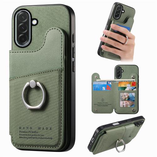 For galaxy a36 5g ケース 手帳型 ギャラクシーa36 ケース リング付き samsung galaxy a36 5g スマホケース 背面カード収納 galaxya36 カバー 財布型 a36 5g SC-54F カバー カメラ保護 スタンド機能 PUレザー RFIDブロッキング 360°回転 TPU全面保護グリーン