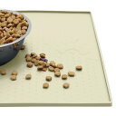 MKUTO ペットマット 猫 犬 食事マット シリコン製 給餌マット 猫砂マット トイレトレーマット 滑り止め 溢れ止め 撥水 防水 防汚 丸洗い(48x 30cm,アイボリー)