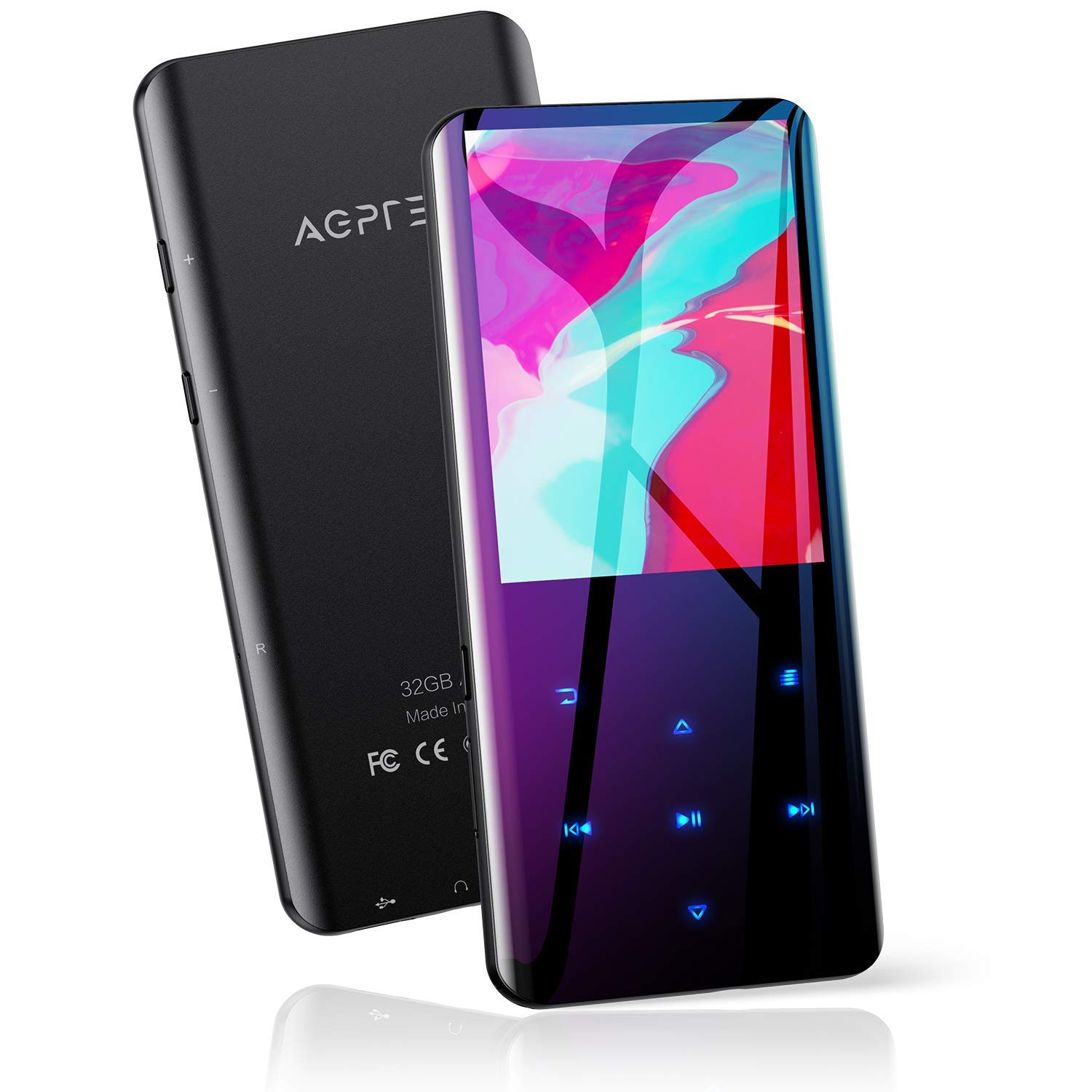 MP3プレーヤー AGPTEK Bluetooth5.2 32GB内蔵 mp3プレイヤー 3D曲面 音楽プレーヤー スピーカー内蔵 HI..
