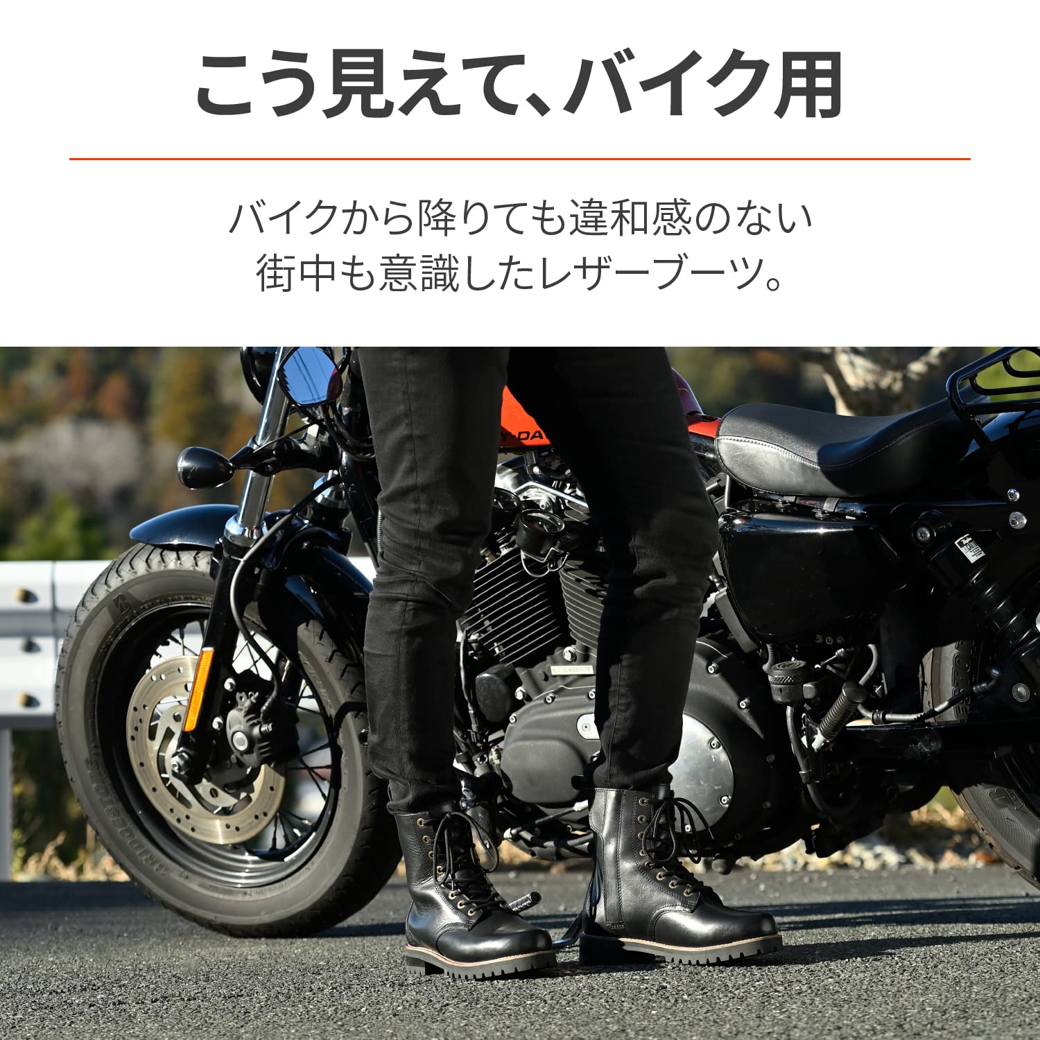 デイトナ(Daytona) バイク用 ミドルブーツ 25.5cm/メンズ 本革 牛革(フルグレインレザー) シフトパッド内蔵 サイドジップ HBS-007 ブラック 26316