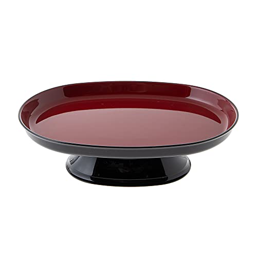 シンプル な 供物台 果物 や お菓子 の お供え に 小判型供物台 お盆 法事 の おそなえ に 仏具小物 モダン 仏具 ミニ 仏壇 にも 皿内寸293×深さ24mm 1尺 黒(内朱) 国産 日本製 サンメニー