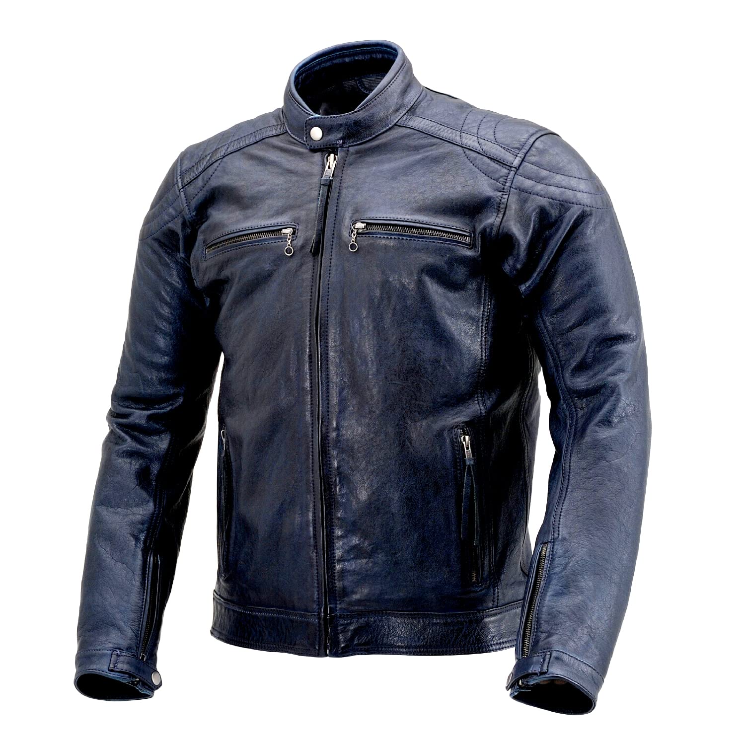 デイトナ(Daytona) バイク用 レザー ジャケット 本革(ワックス加工) 春秋 カフェ ライダース DL-006 ネイビー XLサイズ(メンズ) 23851
