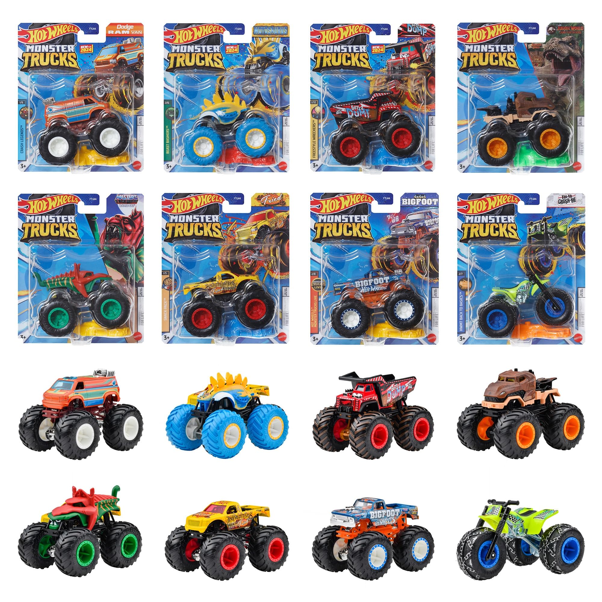 ホットウィール(Hot Wheels) モンスタートラック 1:64アソート ミニカー8台入り BOX販売 3才~ 984B-FJY44