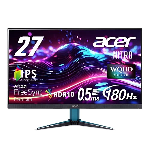 日本エイサー Acer Nitro ゲーミングモニター 27インチ IPS 非光沢 WQHD 180Hz 0.5ms HDMI 2.0 DisplayPort VESAマウント対応 スピーカー内蔵 ヘッドホン端子 AMD FreeSync Premium HDR10 VG271UM3bmiipx PC/PS5/Xbox X/S向き