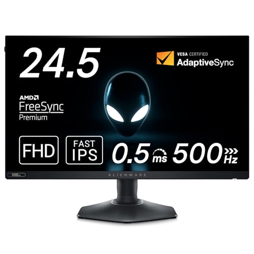 Dell AW2524HF 24.5インチ Alienware ゲーミングモニター(無輝点3年保証/FHD/Fast IPS,非光沢/DP×2,HDMI/sRGB 99%/縦横回転,高さ調整/0.5ms/500Hz/FreeSync Premium,HDR 10)